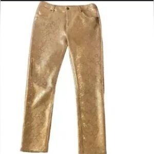 E39 By ERIC Gold Shimmer Snake Skin Pattern Pants Modern Fit Sz 8 New Year Party